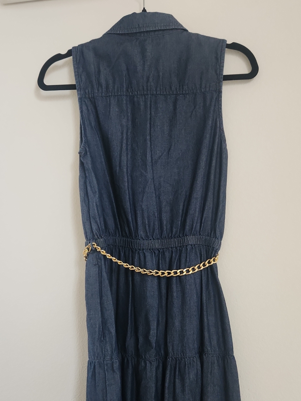 Michael Kors Women's Chain-Belt Tiered Shirtdress Indigo Rinse - Picture 5 of 6